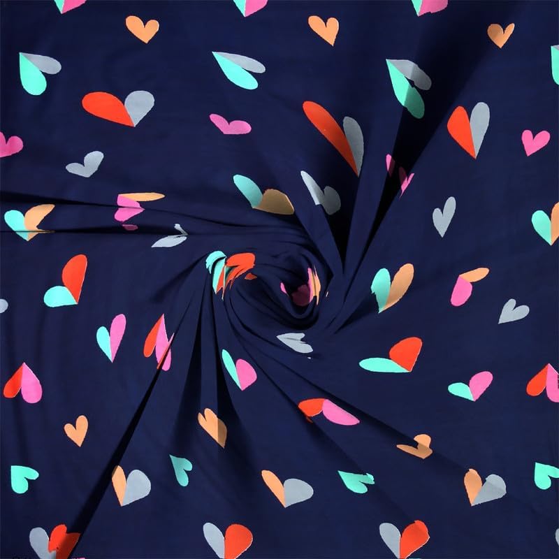 Image of la' amour Premium 100% Cotton Flat Double Bedsheets with 2 Pillow Covers | Double Bed Breathable | Wrinklefree | Ultrasoft 220 TC Supersoft | 90 x 90 Inches, |Navy Blue Red Heart