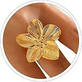 Yamobi ChunkyGold Blumenringe Für Damen, Vintage Verstellbarer Ring, Gänselilie Ring Aus Gold, Boho Ringe Für Frauen