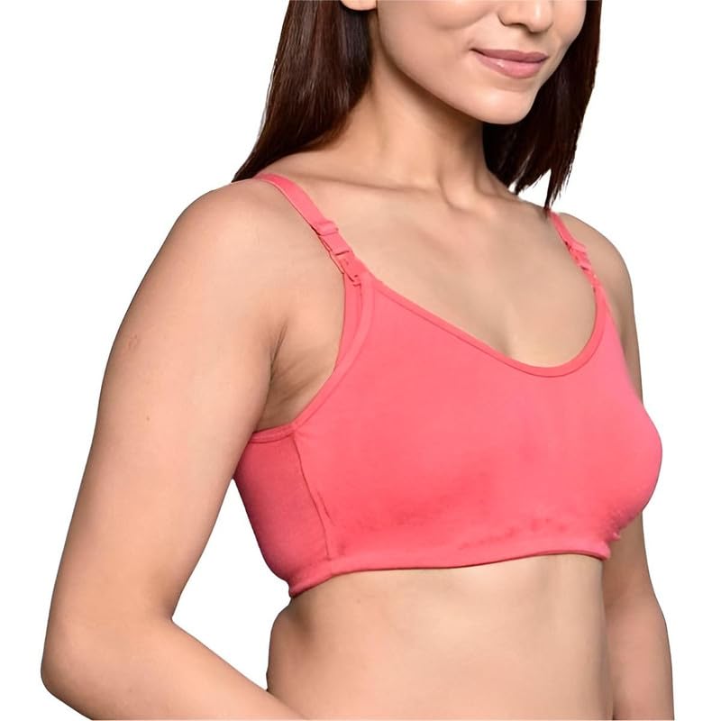 Image of Inner Sense Organic Cotton Bamboo Nursing Bra for Women I Non Padded Feeding Bra with Keyhole Back Design I Wire Free Maternity Innerwear with Full Coverage