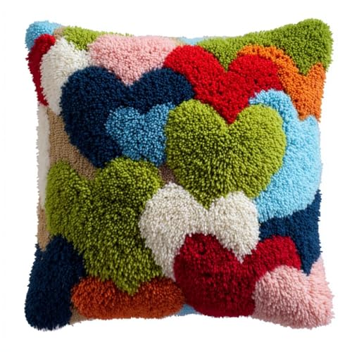 kitphoenix Crochet Kit Cojín Corazón Cojines Para Bordar A Mano Kit De Funda De Almohada,Cojines De Ganchillo Para,Adultos Y Principiantes,Decoración Del Hogar,43Cmx43Cm