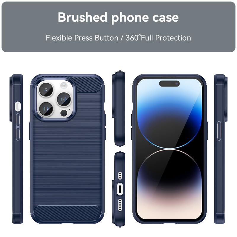 Image of Hybrid Carbon Fiber Back Case for iPhone 14 Pro (Blue)