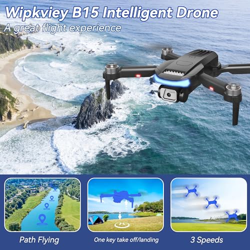 Wipkviey B15 Drone with Camera for Adults 4K, Foldable RC FPV Quadcopter with 2 Batteries, 30+ Mins Flight Time, 1650ft Long Range, Brushless Motor, Waypoint Fly, 3D Flip, Under 249g, for Adults & Beginners - Image 5