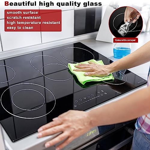 Noxton NTN-D58454 30 Inch Electric Cooktop, 8400W 5 Burners Built-In Radiant Electric Stove Top, With Glass Protection Metal Frame thumb #5