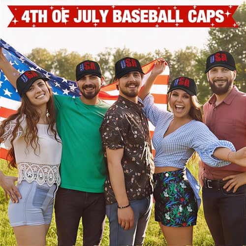 Image of Hercicy 10 Pcs 4th of July Hats American Flag Hat Patriotic Hat Bulk 250th Anniversary USA Mesh Trucker Caps for Men Women