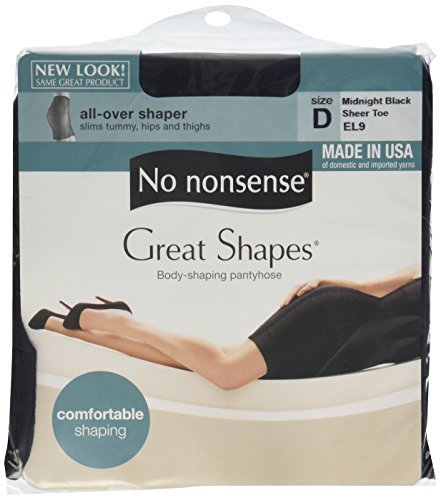 No nonsense womens Great Shapes All Over Shaping Tight pantyhose, Midnight Black, D US