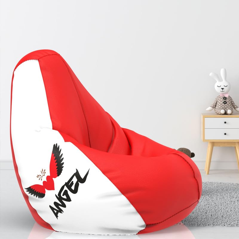 ComfyBean Bag Cover 4XL- Official: Jack & Mayers Bean Bags - for Adults - Max User Height : 5.5-6 Ft.-Weight : 70-99 Kgs(Model: Angel - Red White)-image-25