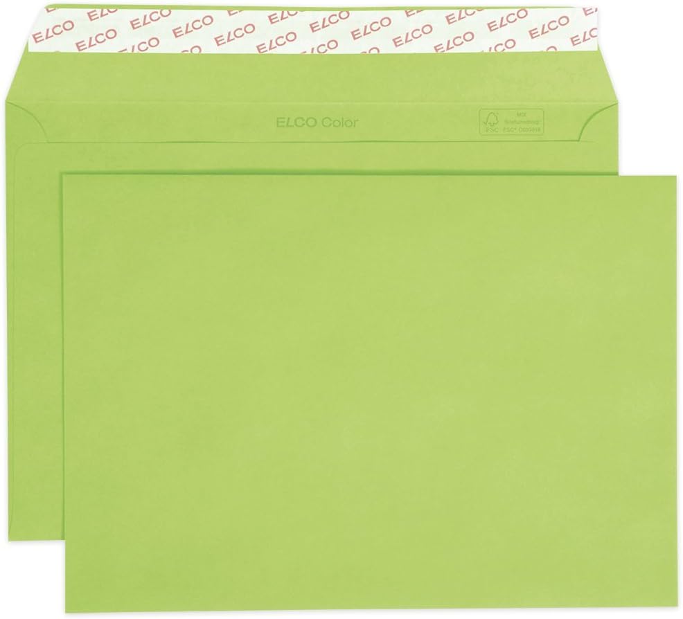 Elco C5"Cellozip Color" Envelope - Bright Green (Pack of 25)