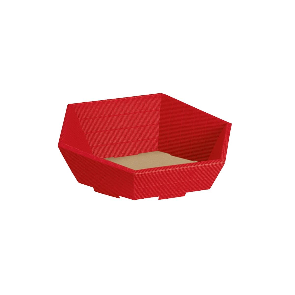 Präsentkorb Geschenkkorb 195x230 leer 6-Eck, offene Welle, rot, Geschenkverpackung im Set: 25 Stück