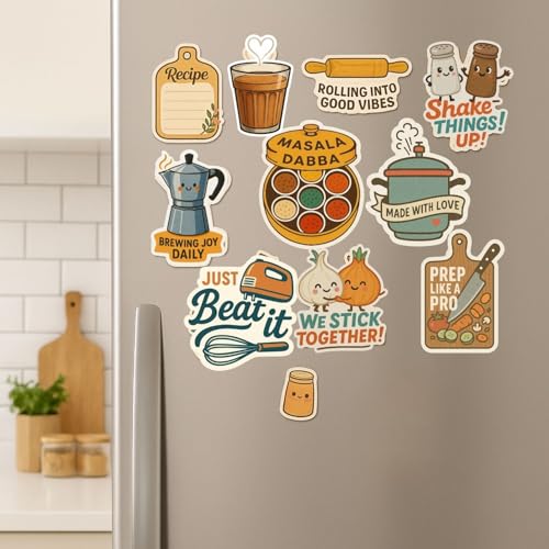 Image of Kitchen Items Fridge Magnet Set - 10-Piece Colorful Magnetic Decor for Refrigerator, Whiteboard & Locker - Strong Hold & Durable Finish