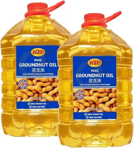 KTCs Groundnut Oil 5Litre Cooking Oil Deep Or Shallow Frying For Nutritious Healthy Diet Vegan And Gluten-Free - Pack Of 2