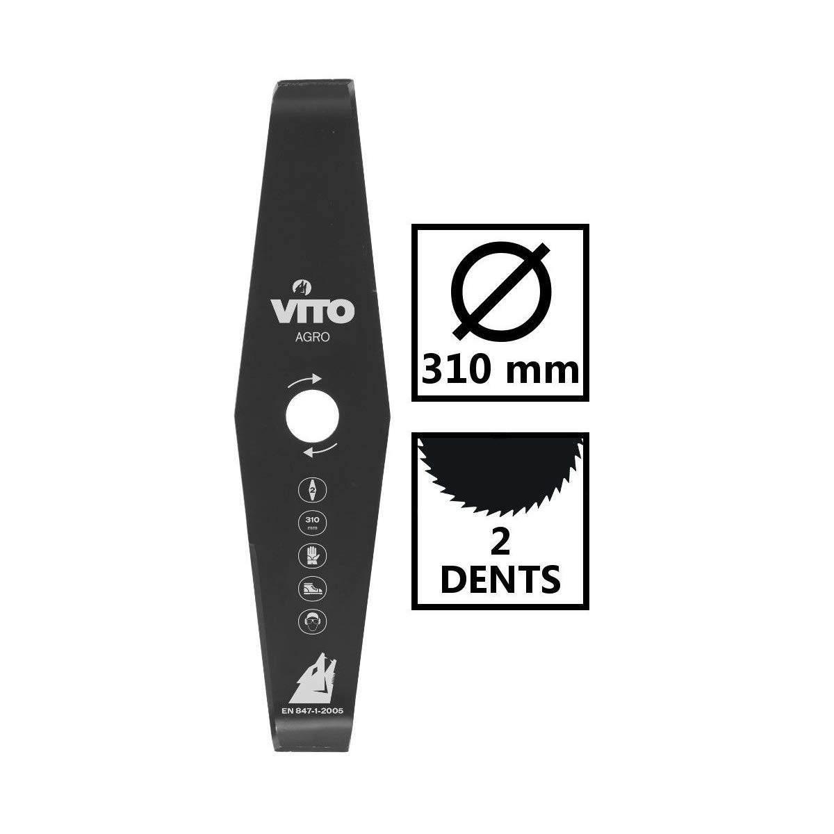 VITO - Lama da taglio 310 mm per decespugliatore, 2 denti alesaggio 25,4 standard