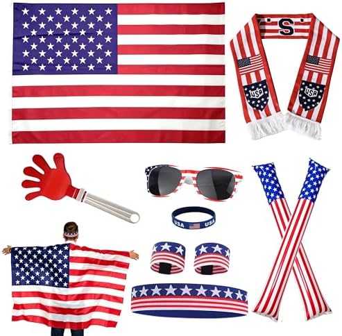 2026 World Soccer Sport Cup USA Fan Gear Kit, 10pcs Patriotic Soc...