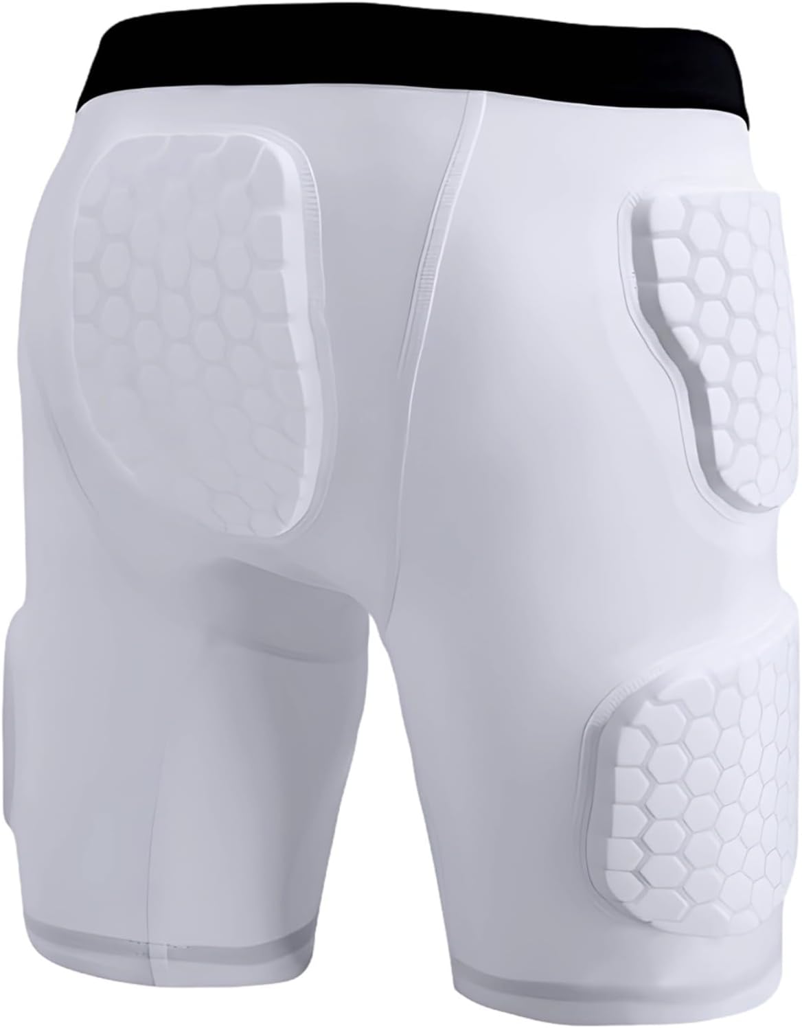2XL Padded Compression Shorts, Impact Eva, Football Girdle with Pads, Basketball Protective Gear, White Anti-Collision Pants