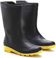 Bota de Chuva Galocha Pvc Cano Médio Pega Forte Grendene Solado Amarelo (Preto/Amarelo, BR, Adulto, Numérico, 39)