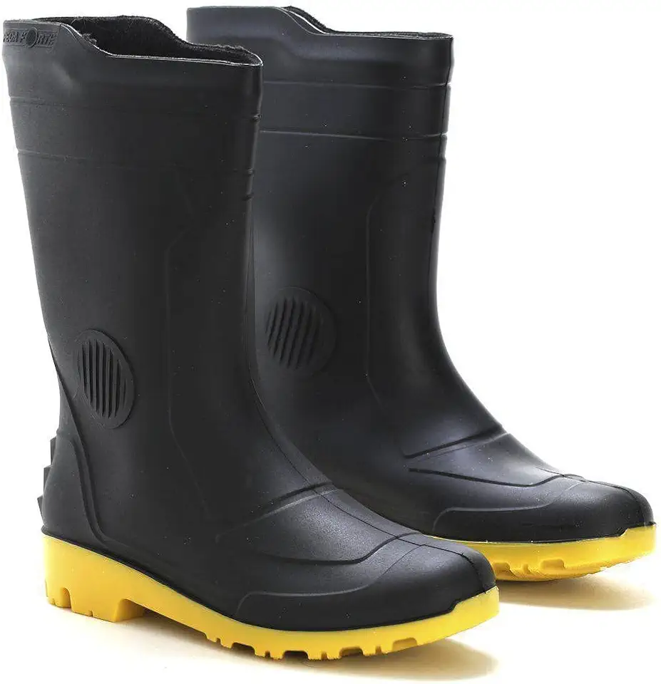 Bota de Chuva Galocha Pvc Cano Médio Pega Forte Grendene Solado Amarelo (Preto/Amarelo, BR, Adulto, Numérico, 39)