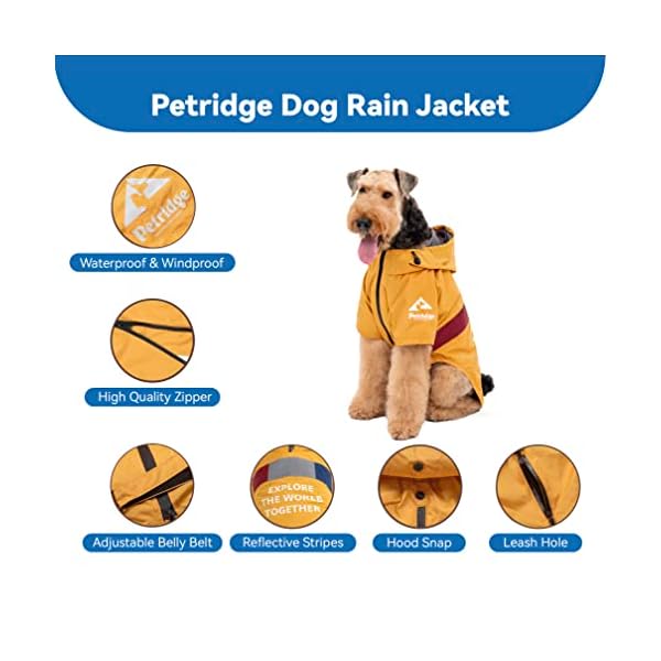 Petridge Dog Raincoat Jacket Waterproof Windproof Coat for Small Medium Large Dogs (55 Black) Petridge Dog Raincoat Jacket Waterproof Windproof Coat for Small Medium Large Dogs (55 Black)
