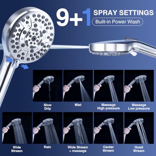 Regadera PALAS con filtro, alta presión, 10 modos, cabezal de ducha con manguera flexible de 60 pulgadas, filtro integrado para suavizar agua dura y eliminar cloro miniatura 2
