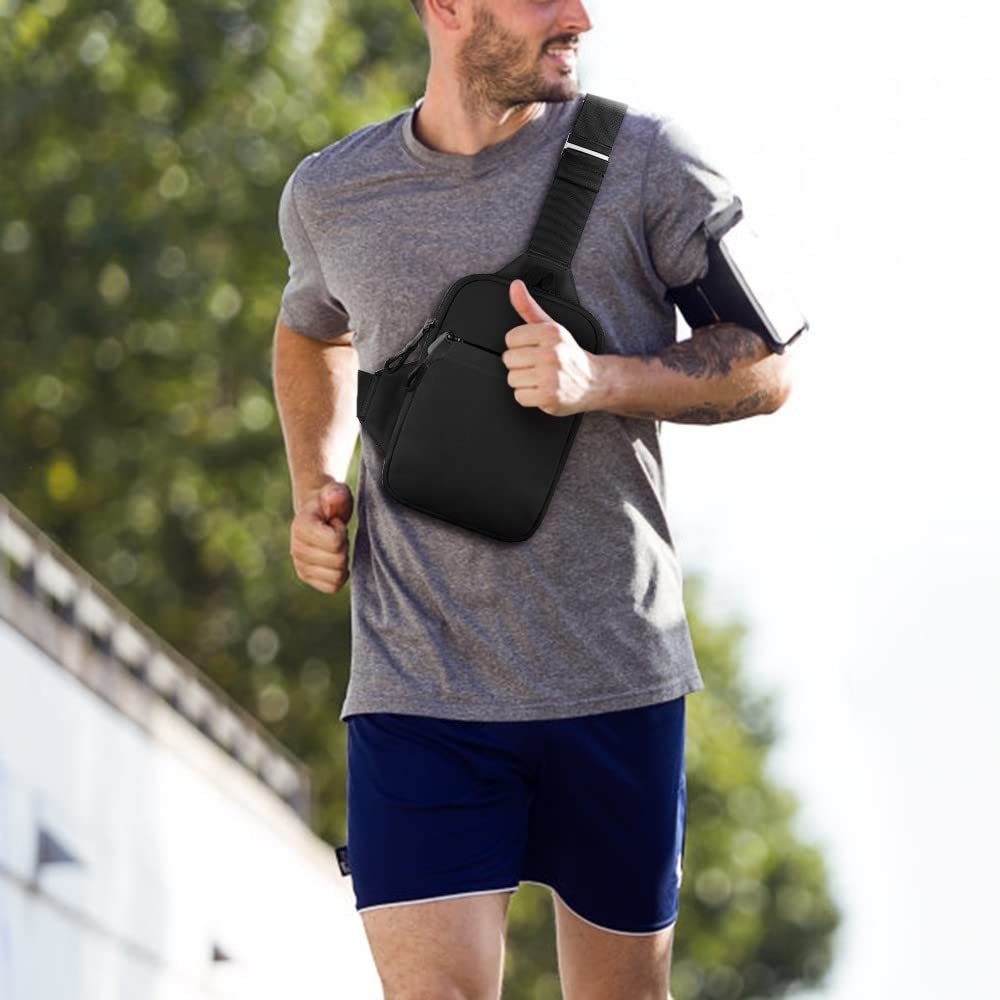Bolso bandolera impermeable para hombre/mujer, Negro L, 60-110 cm
