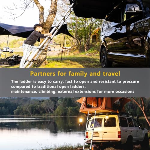 STANEW Telescopic Ladder 5 M,Aluminium Ladders Extendable with Exclusive Custom Stabilizer, Stabilizer Bar, Detachable Hooks, Multi-Purpose Telescoping Ladder with Triangular Thickened Non-Slip Feet 9 STANEW Telescopic Ladder 5 M,Aluminium Ladders Extendable with Exclusive Custom Stabilizer, Stabilizer Bar, Detachable Hooks, Multi-Purpose Telescoping Ladder with Triangular Thickened Non-Slip Feet - Image 9