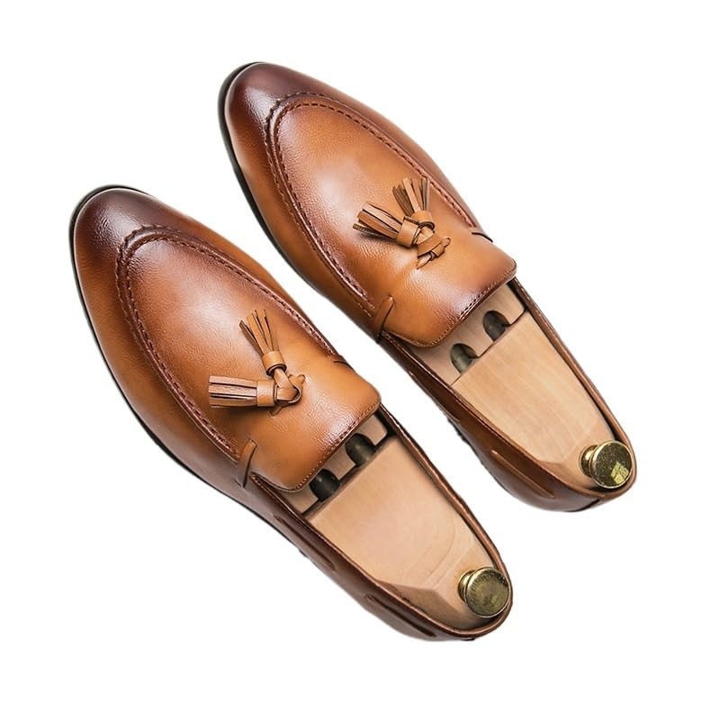 Dress Loafers Round Toe Breathable Mesh Daily Block Slip-on Mens Leather