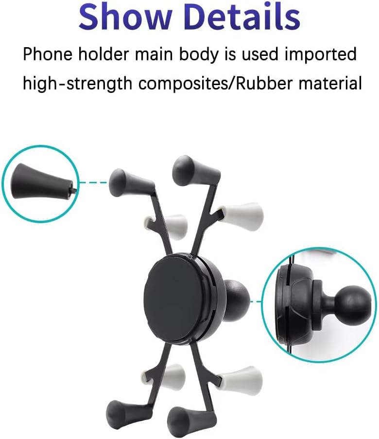 Strg Phone Mount with Clamp for Rails 0.85 to 1.55" in Diameter, Handlebar Phone Holder for Motorcycle Bike ATV/UTV Handlebar and More Rails