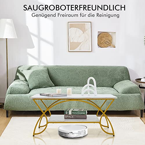 COSTWAY Couchtisch Marmor Optik, Kaffeetisch mit Ablage und Metallgestell, Wohnzimmertisch, Beistelltisch, Sofatisch für Wohnzimmer, 100 x 50 x 45 cm (Gold-weiß) – Bild 8