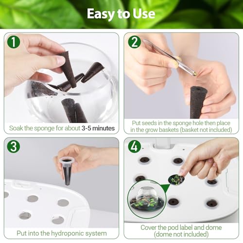 Image of Growell 280Pcs Hydroponic Pods Kit, 140 Grow Sponges with 140 Pod Labels, Hydroponics Supplies, Grower Pods Refill Compatible with AeroGarden & Most Growing System, Seed Starter Pods for Indoor Garden