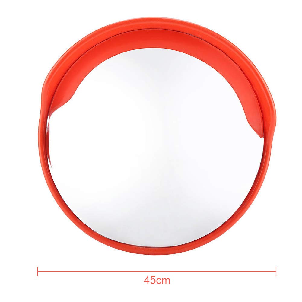 Espejo convexo de 45 cm, espejo de tráfico redondo Espejo de seguridad Espejo de seguridad de tráfico convexo Espejo de carretera de gran angular con accesorios de montaje Naranja