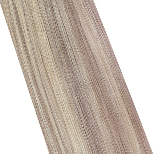 Ugeat Keratin Flat Tip Hair Extensions Human Hair 18 Inch Fusion Hair Extensions Human Hair 50G Keratin Pre Bonded Hair Extensions Human Hair Ash Blonde Mixed Bleach Blonde Prebonded Hair #P18/613 #TOP7