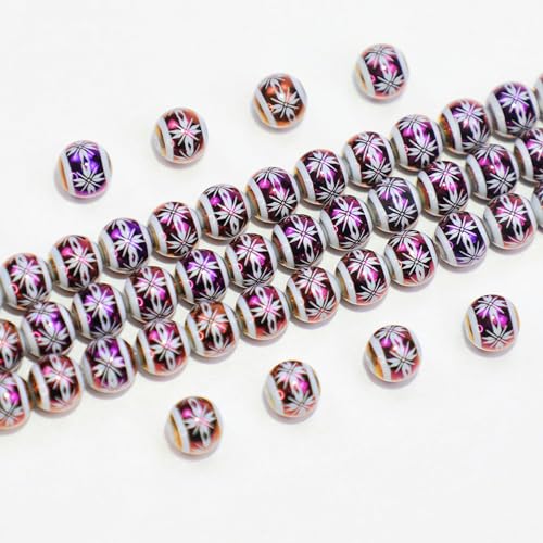 50pcs Christmas Snowflake Snowflower Ceramic Beads for Jewelry Making Electroplated Hexagram Pattern Beads for DIY Crafts Jewelry Making Bracelets Necklace Christmas Birthday Gift (50pcs Purple)