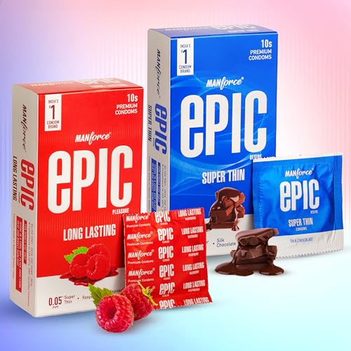 Image of Manforce Epic Combo - Desire & Pleasure | Ultra Thin Condoms | Long Lasting Pleasure for Both | Silk Chocolate & Raspberry Flavoured | 20 Pcs