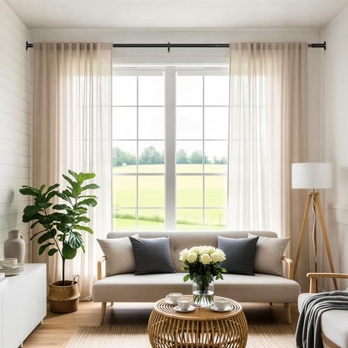 Image of Long Tension Rod 41-103inch Black Tension Curtain Rods no Drilling
