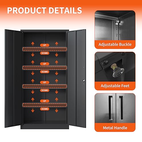 Image of Metal Storage Cabinet for Garage, Tool Cabinet, Utility Cabinet