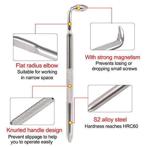 Tonsiki 3 Pieces Double Head Offset Magnetic Screwdriver Set, L - type Screwdriver with Philips Head and Flathead Slotted Head