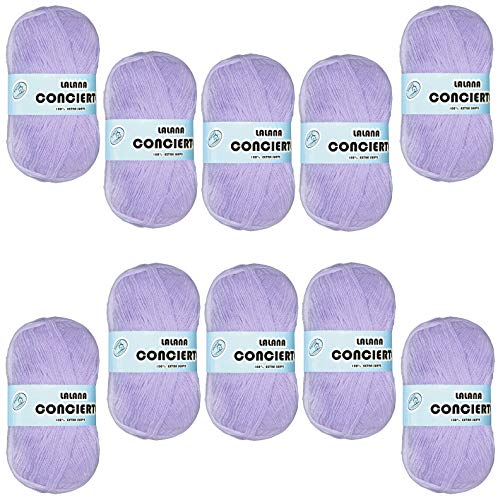 Hilo de Lana acrilico para Tejer Crochet Ganchillo o Punto para BEBE Torrijo CONCIERTO 50g, (10 Unidades *50g), |Color 1587-LILA Cover