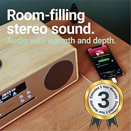 Majority Oakington DAB/DAB+ Digital FM Radio Bluetooth Wireless CD Player Micro Compact Hi-Fi Stereo Luidsprekersysteem - Afstandsbediening - USB opladen & MP3 afspelen (eiken) - Image 4