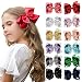 DEEKA 12 PCS 6" Glitter Grosgrain Ribbon Large Hair Bow Alligator Clips for Little Girls