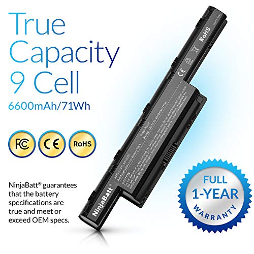 Ninjabatt 9 Cell Battery For Acer As10D31 As10D81 As10D51 As10D41 As10D61 As10D73 As10D75 5750 As10D71 5742 As10D56 E1-531 5250 E1-571 5733 7741 5733 - High Performance [9 Cells/6600Mah/71Wh] #TOP2