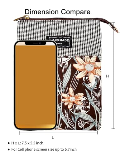 Image of LassZone Canvas Cute Crossbody Bags for Women Mini Shoulder Handbag Cell Phone Purse Wallet Leaves Pattern Coin Pouch, Style 2:black Grey, 19x14x2 cm