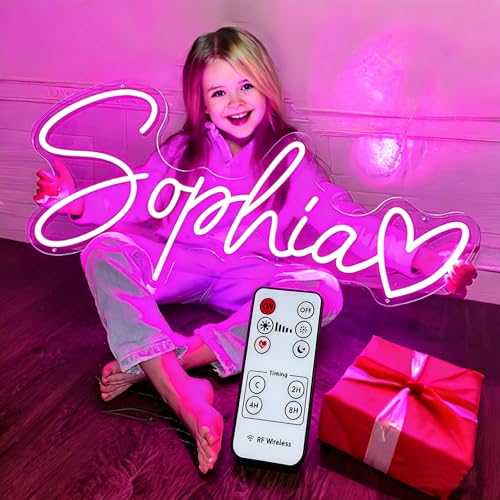 Lovewenying Custom Neon Sign For Name: Dimmable LED Sign Light With Remote Control - USB & Safety Power Supply - Two Steps Easy Installation - Customizable Personalized Name Gift With Bedroom Decor