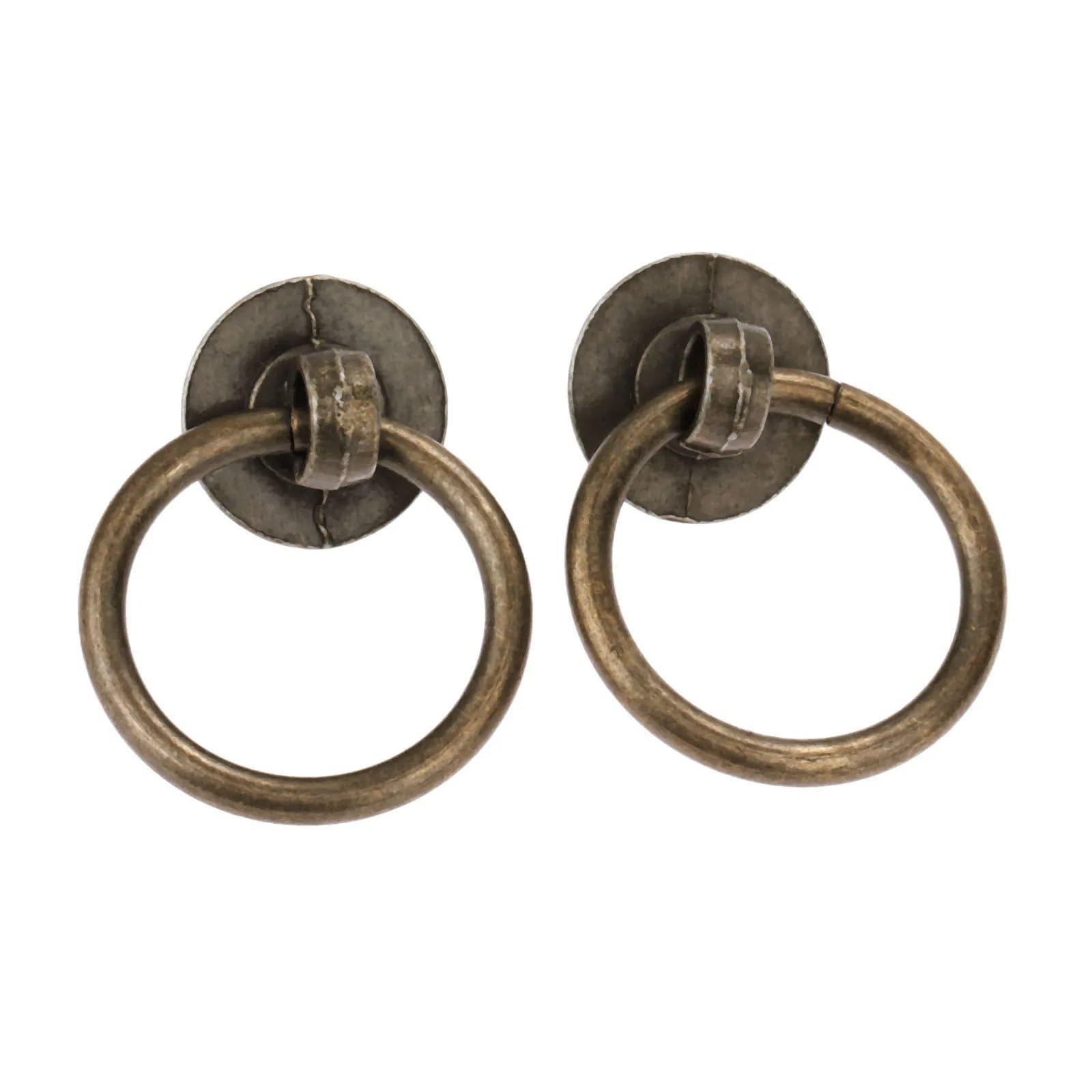 bogniga 10sets Ring Knobs Simple Handle Antique Bronze Pull w/Screws Decor Cabinet Furniture Kitchen Drawer Cupboard