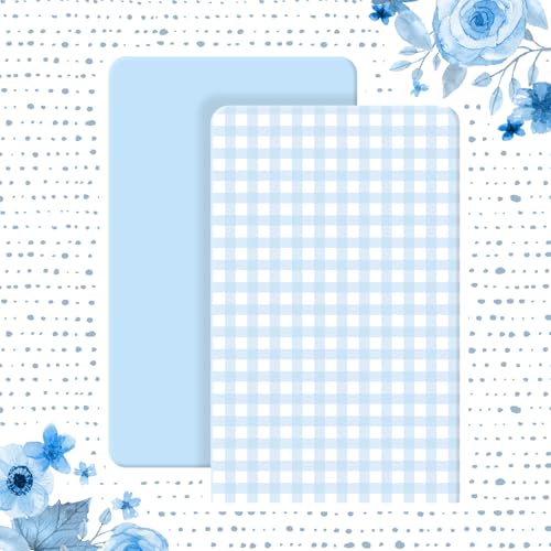 Image of Peryiter 2 Pack Blue Gingham Crib Sheets for Boys Coquette Bed Sheet Set Fitted 52'' x 28 inch for Standard Crib Mattress Stretchable Soft Toddler Aesthetic Nursery Decor