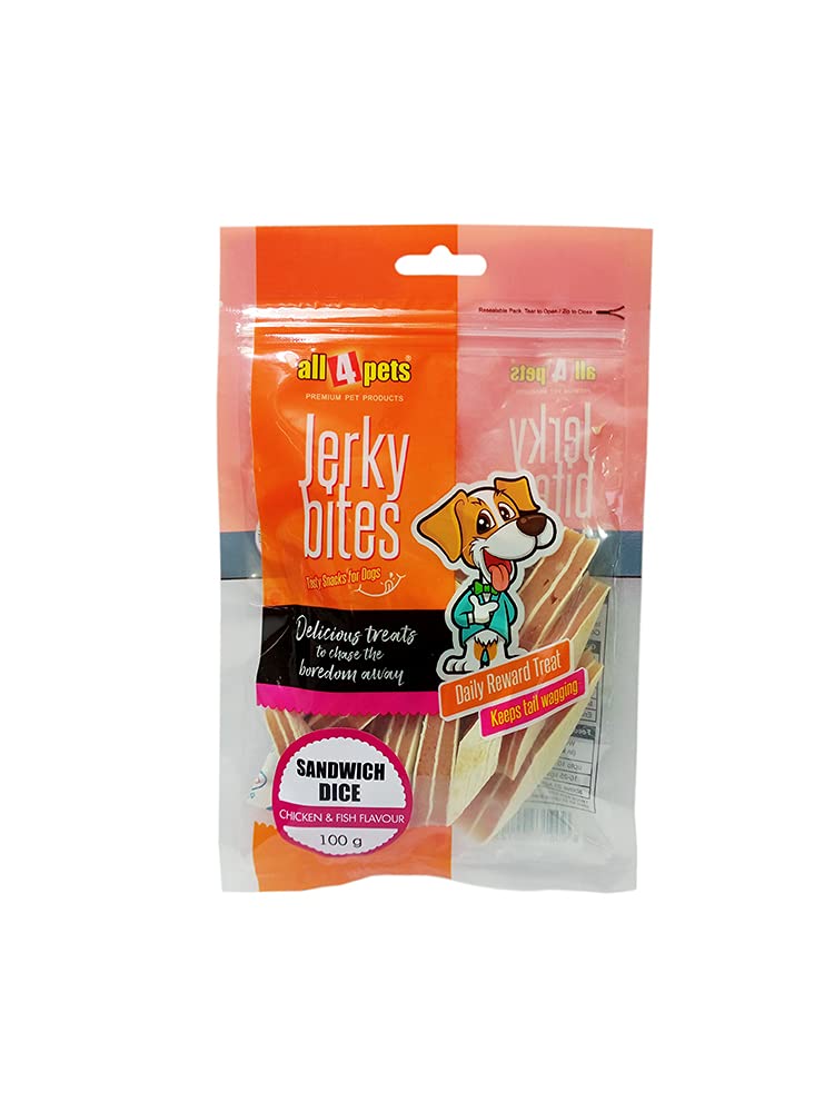 All4pets Jerky Bites – Sandwich Dice (Chicken & Fish Flavour) – 100g (B09HR22X6R) Amazon Price History, Amazon Price Tracker