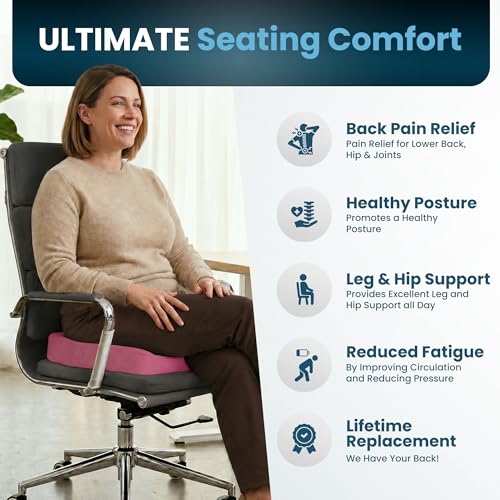 Image of ComfiLife Extra Large Gel & Memory Foam Seat Cushion - Doctor Recommended Office Chair Cushion, Car Seat Cushion - Back & Sciatica Pain Relief - Wide Seat Cushion for Big & Tall (Pink)