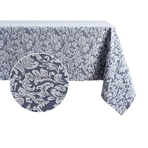 Maxmill Jacquard Table Cloth Damask Design Water Resistant Wrinkle Resistance Heavy Weight Soft Tablecloth For Kitchen Dinning Tabletop Decoration Square 52 X 52 Inch Stone Blue #TOP6
