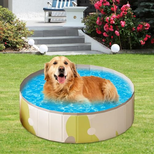 Evember 100x100x30cm Piscina Per Cani Pieghevole, Piscina All'aperto Per Bambino, Vasca Da Bagn Portatile Per Cani, Vasca In PVC Pieghevole Antiscivolo, Gioco Acqua Esterno Divertimento