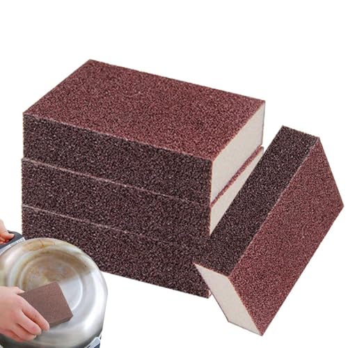 Spugne da cucina, spugna Emery,Confezione da 4 spugne per scrub con lati | Prodotti per la levigatura manuale, strumenti per la pulizia della casa, gomma per pennelli Emery per rimuovere la