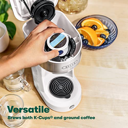 BELLA Dual Brew Single Serve Coffee Maker, Brews both Kcup and Ground Coffee, Large 14oz Capacity, Easy One Touch, Auto Shutoff, White by BELLA - Image 4