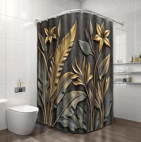 Rideau de douche imprimé relief feuilles polyester de qualité supérieure - 5