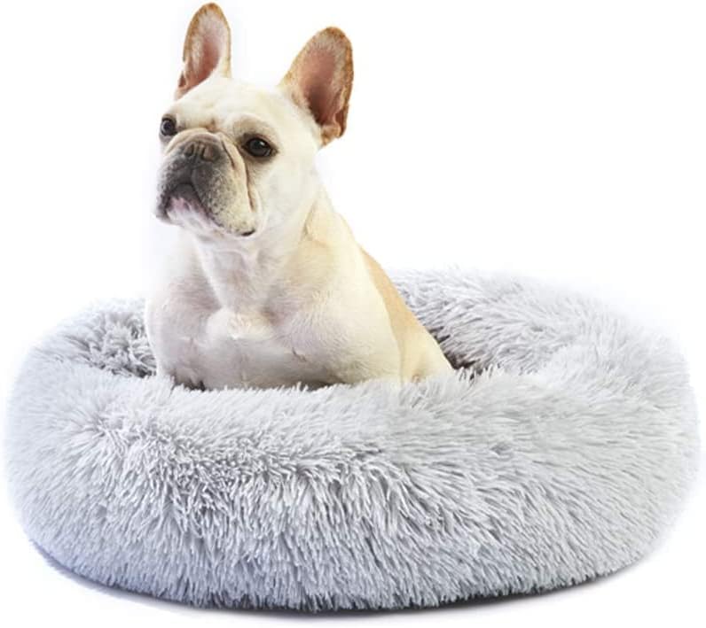Miniatura 1 de Cama calmante para perros y gatos, cama antiansiedad en forma de dona, cálida y acogedora cama redonda suave para perros y gatos de felpa de piel